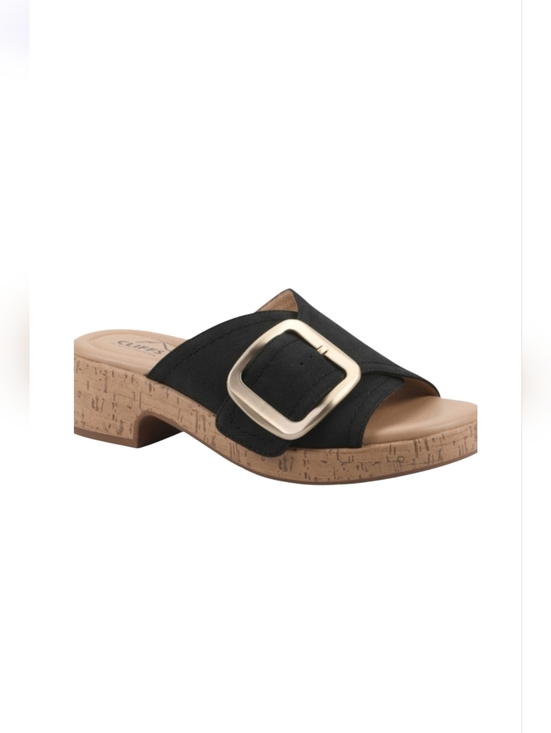 Cliffs by WHITE MOUNTAIN Shoes - Cliffs by White Mountain Women's Black Nubuck Summer Comfy Slide Sandals